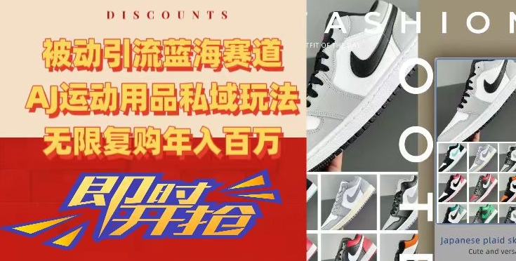 被动引流蓝海赛道，AJ运动用品私域玩法，无限复购年入百万【揭秘】-氢气球网创资源库