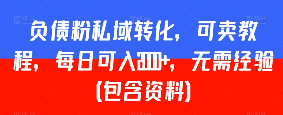 负债粉私域转化，可卖教程，每日可入2000+，无需经验（包含资料）【揭秘】-氢气球网创资源库