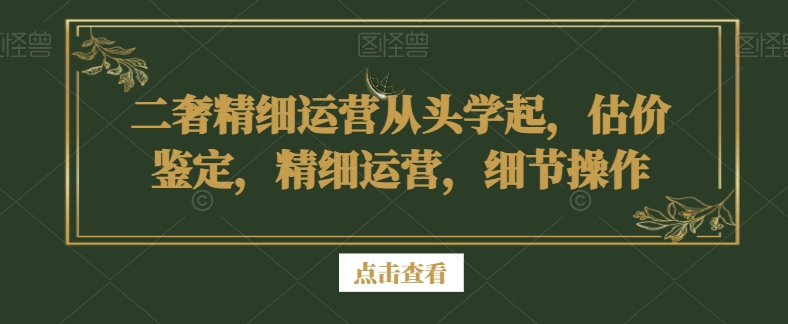二奢精细运营从头学起，估价鉴定，精细运营，细节操作-氢气球网创资源库