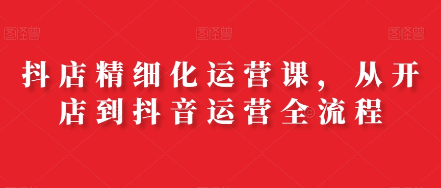 抖店精细化运营课，从开店到抖音运营全流程-氢气球网创资源库