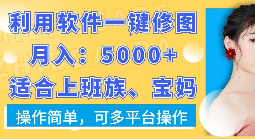 利用软件一键修图月入5000+，适合上班族、宝妈，操作简单，可多平台操作【揭秘】-氢气球网创资源库
