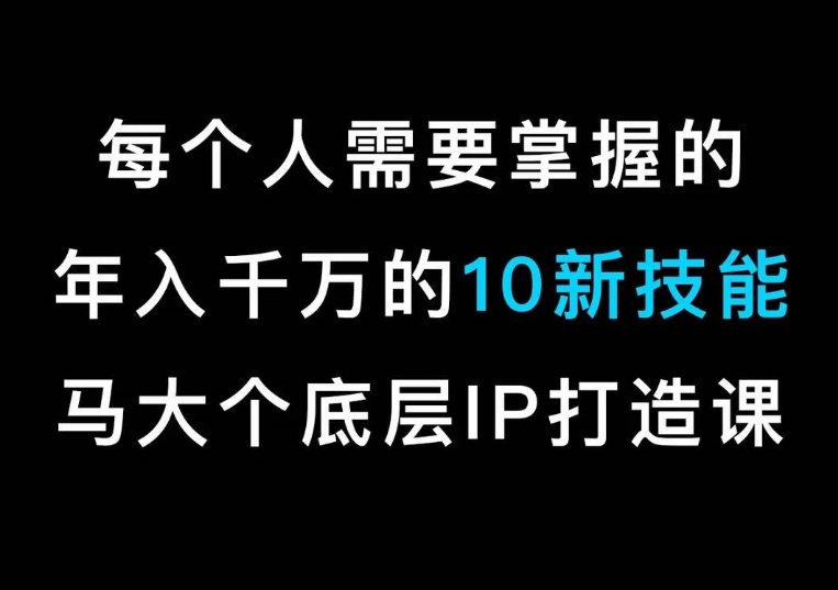 马大个的IP底层逻辑课，​每个人需要掌握的年入千万的10新技能，约会底层IP打造方法！-氢气球网创资源库