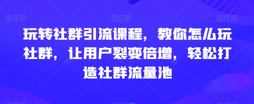 玩转社群引流课程，教你怎么玩社群，让用户裂变倍增，轻松打造社群流量池-氢气球网创资源库