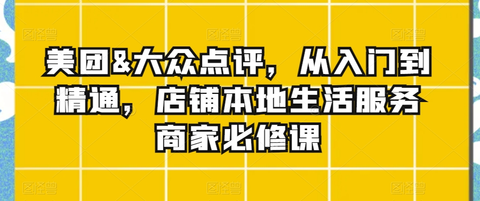 美团&大众点评，从入门到精通，店铺本地生活服务商家必修课-氢气球网创资源库