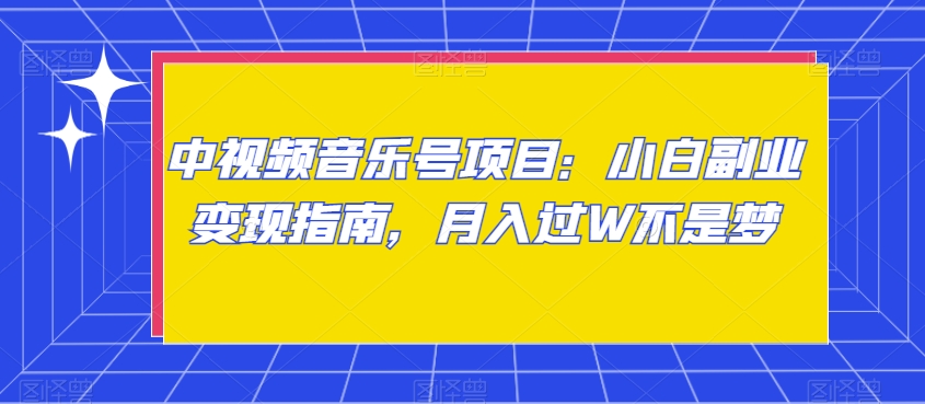 中视频音乐号项目：小白副业变现指南，月入过W不是梦【揭秘】-氢气球网创资源库