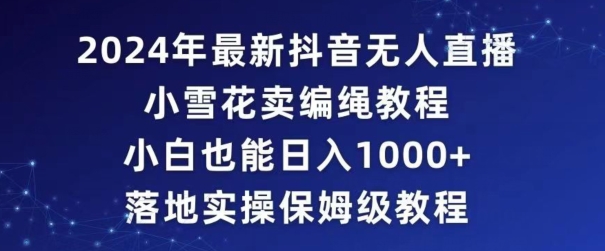 2024年抖音最新无人直播小雪花卖编绳项目，小白也能日入1000+落地实操保姆级教程【揭秘】-氢气球网创资源库