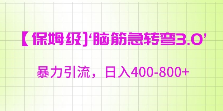 保姆级脑筋急转弯3.0，暴力引流，日入400-800+【揭秘】-氢气球网创资源库