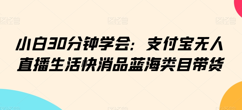小白30分钟学会：支付宝无人直播生活快消品蓝海类目带货【揭秘】-氢气球网创资源库