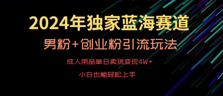 2024年独家蓝海赛道，成人用品单日卖货变现4W+，男粉+创业粉引流玩法，不愁搞不到流量【揭秘】-氢气球网创资源库