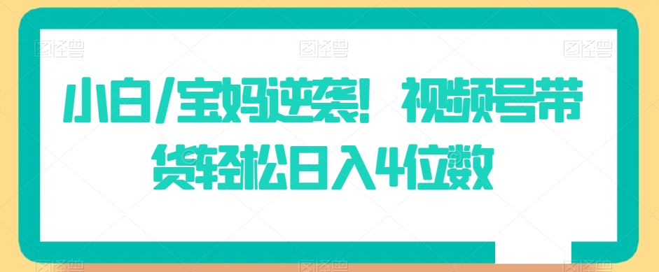 小白/宝妈逆袭！视频号带货轻松日入4位数【揭秘】-氢气球网创资源库