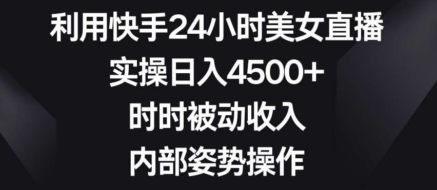 利用快手24小时美女直播，实操日入4500+，时时被动收入，内部姿势操作【揭秘】-氢气球网创资源库