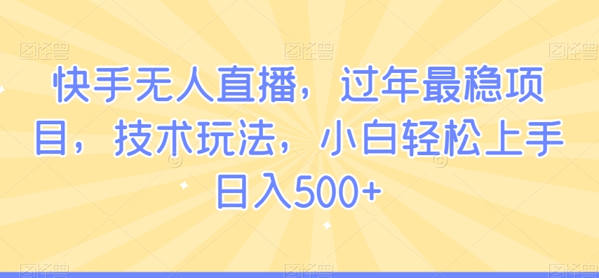 快手无人直播，过年最稳项目，技术玩法，小白轻松上手日入500+【揭秘】-氢气球网创资源库