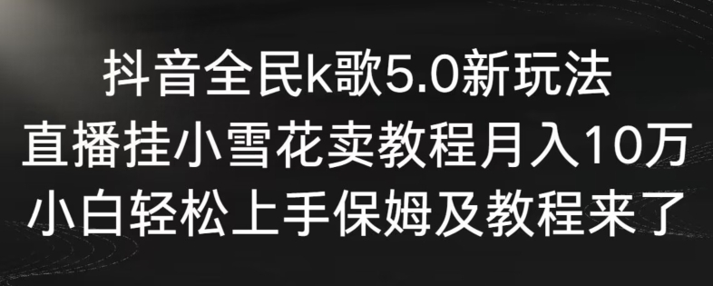 抖音全民k歌5.0新玩法，直播挂小雪花卖教程月入10万，小白轻松上手，保姆及教程来了【揭秘】-氢气球网创资源库