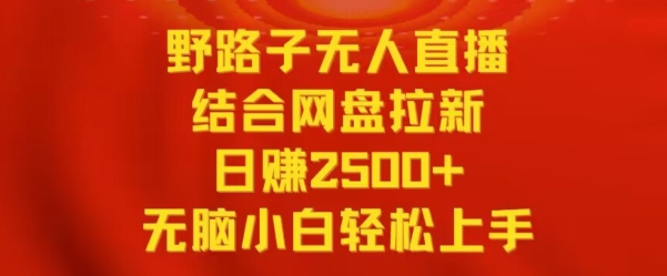 野路子无人直播结合网盘拉新，日赚2500+，小白无脑轻松上手【揭秘】-氢气球网创资源库