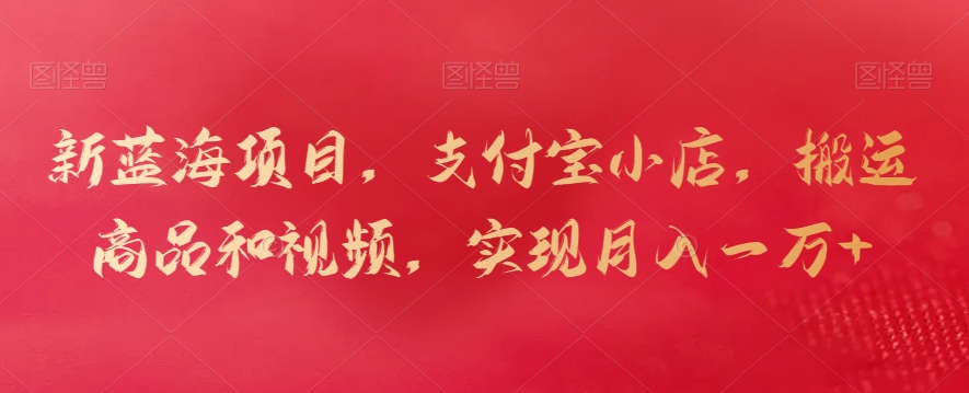 新蓝海项目，支付宝小店，搬运商品和视频，实现月入一万+【揭秘】-氢气球网创资源库