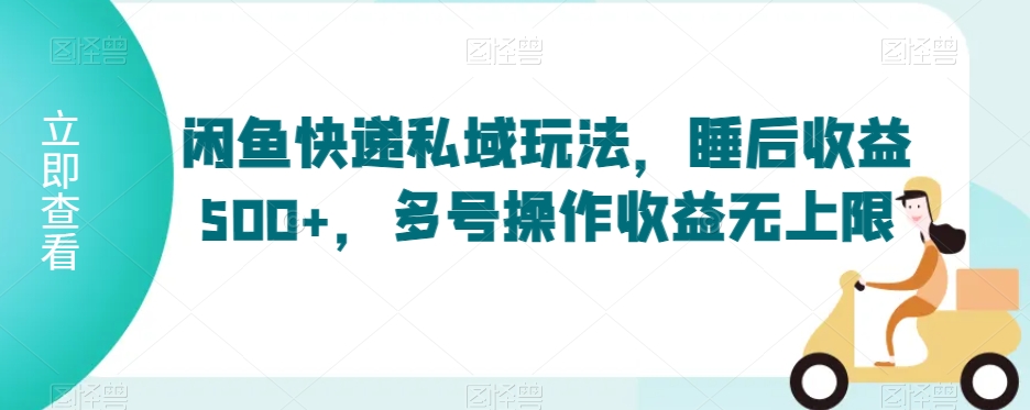 闲鱼快递私域玩法，睡后收益500+，多号操作收益无上限【揭秘】-氢气球网创资源库
