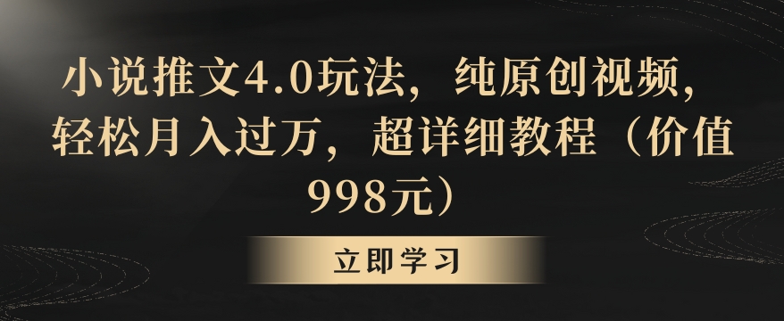 小说推文4.0玩法，纯原创视频，轻松月入过万，超详细教程（价值998元）【揭秘】-氢气球网创资源库