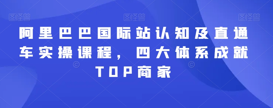 阿里巴巴国际站认知及直通车实操课程，四大体系成就TOP商家-氢气球网创资源库