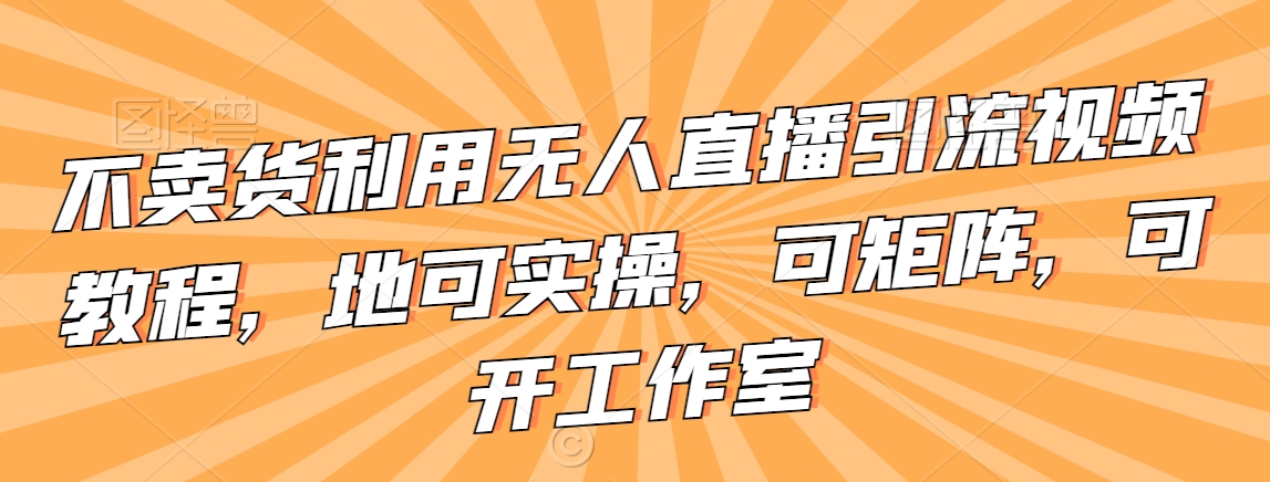 不卖货利用无人直播引流视频教程，地可实操，可矩阵，可开工作室【揭秘】-氢气球网创资源库