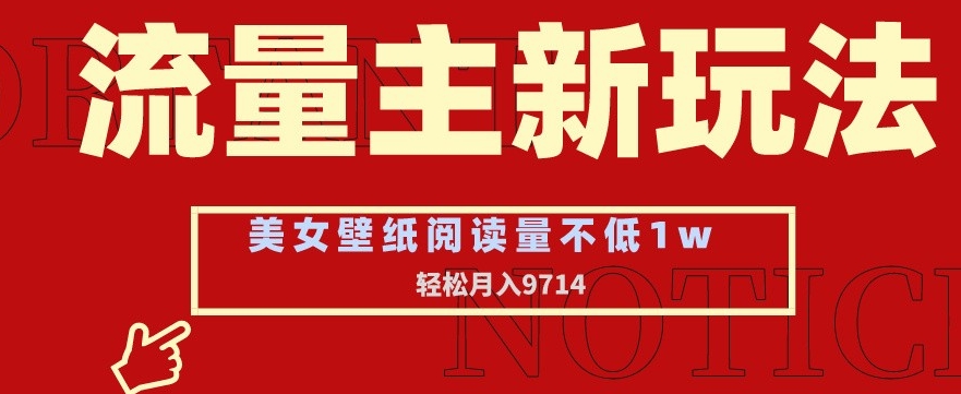 流量主新玩法，美女壁纸和头像，阅读量不低于1w，月入9741【揭秘】-氢气球网创资源库
