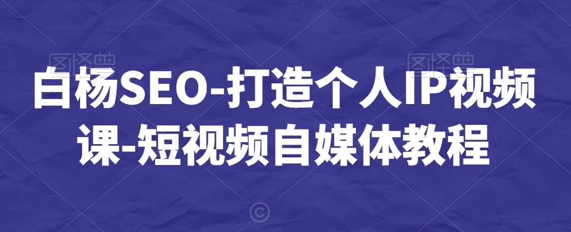 白杨SEO-打造个人IP视频课-短视频自媒体教程-氢气球网创资源库