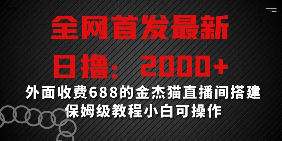 全网首发最新，日撸2000+，外面收费688的金杰猫直播间搭建，保姆级教程小白可操作【揭秘】-氢气球网创资源库