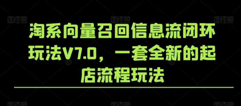 淘系向量召回信息流闭环玩法V7.0，一套全新的起店流程玩法-氢气球网创资源库