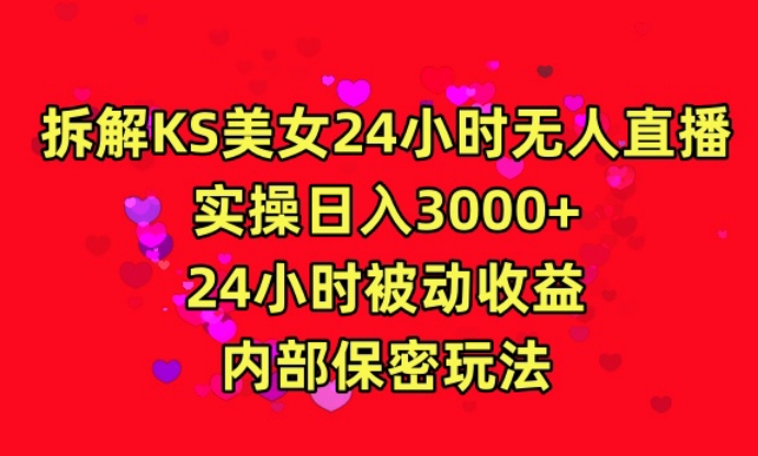 利用快手24小时无人美女直播，实操日入3000，24小时被动收益，内部保密玩法【揭秘】-氢气球网创资源库