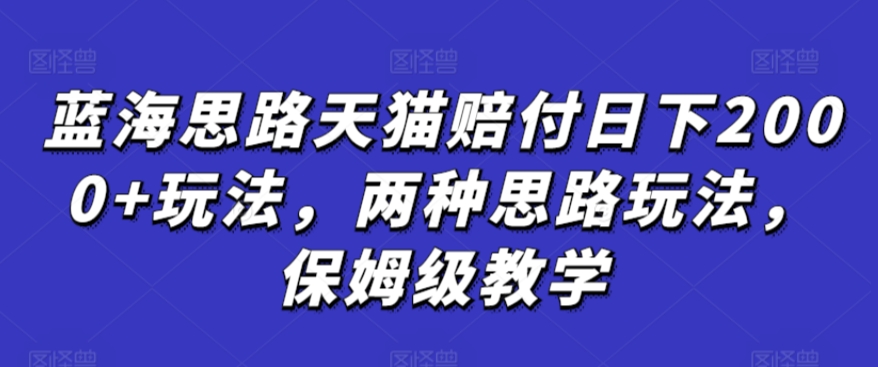 蓝海思路天猫赔付日下2000+玩法，两种思路玩法，保姆级教学【仅揭秘】-氢气球网创资源库
