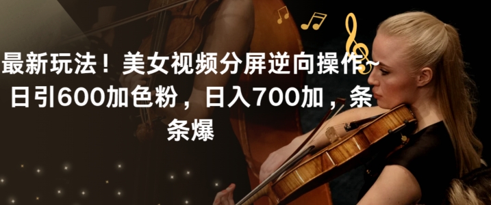 最新玩法！美女视频分屏逆向操作~日引600加色粉，日入700加，条条爆【揭秘】-氢气球网创资源库