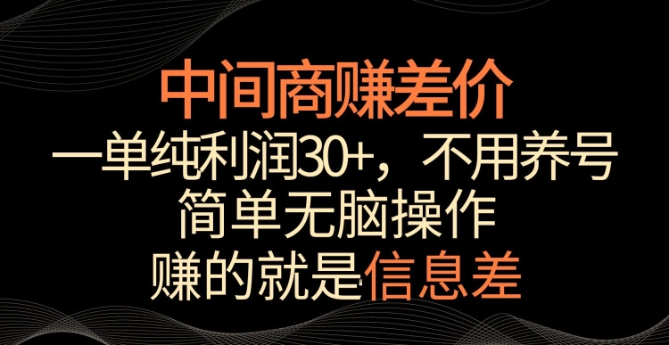 中间商赚差价，一单纯利润30+，简单无脑操作，赚的就是信息差，轻轻松松日入1000+【揭秘】-氢气球网创资源库