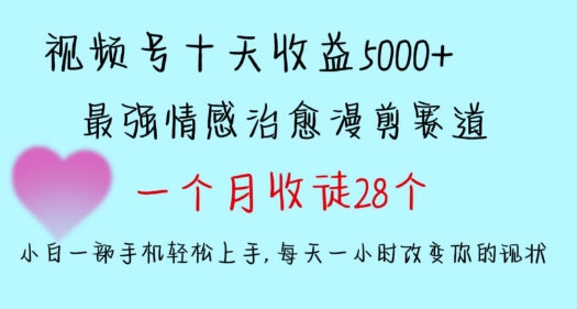十天收益5000+，多平台捞金，视频号情感治愈漫剪，一个月收徒28个，小白一部手机轻松上手【揭秘】-氢气球网创资源库