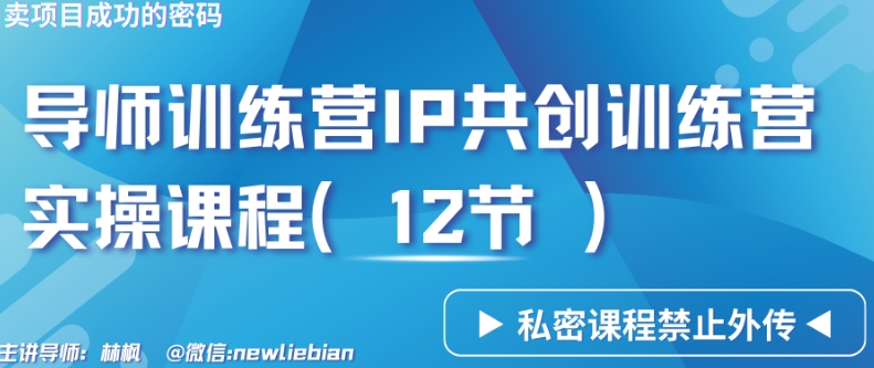 导师训练营3.0IP共创训练营私密实操课程（12节）-卖项目的密码成功秘诀【揭秘】-氢气球网创资源库