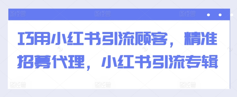 巧用小红书引流顾客，精准招募代理，小红书引流专辑-氢气球网创资源库