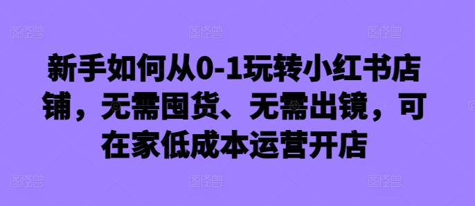 新手如何从0-1玩转小红书店铺，无需囤货、无需出镜，可在家低成本运营开店-氢气球网创资源库