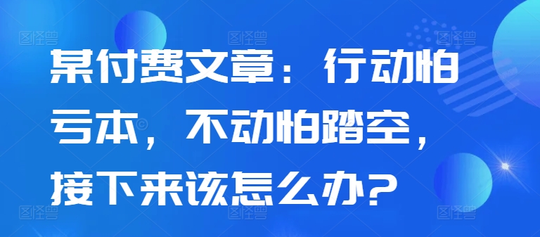 某付费文章：行动怕亏本，不动怕踏空，接下来该怎么办?-氢气球网创资源库