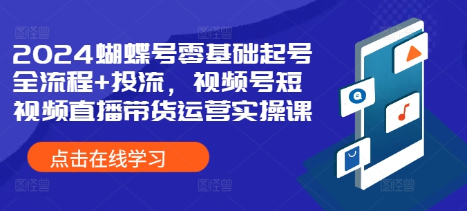 2024蝴蝶号零基础起号全流程+投流，视频号短视频直播带货运营实操课-氢气球网创资源库