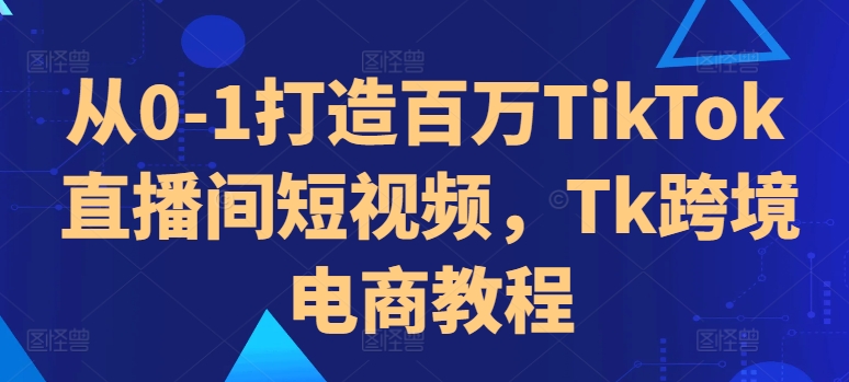 从0-1打造百万TikTok直播间短视频，Tk跨境电商教程-氢气球网创资源库