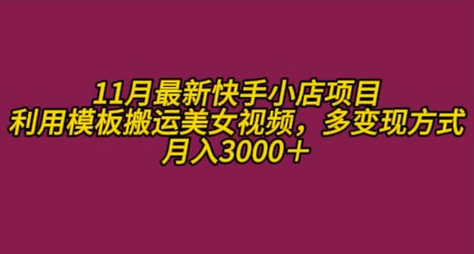 11月K总部落快手小店情趣男粉项目，利用模板搬运美女视频，多变现方式月入3000+-氢气球网创资源库