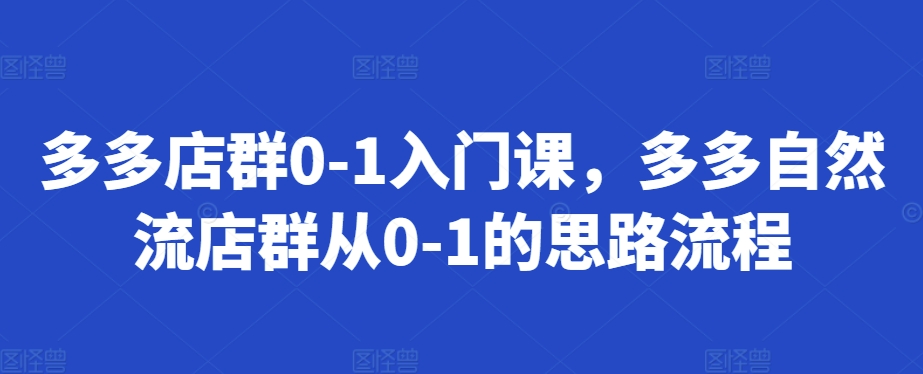 多多店群0-1入门课，多多自然流店群从0-1的思路流程-氢气球网创资源库