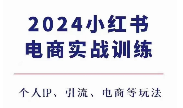 2024小红书电商3.0实战训练，包含个人IP、引流、电商等玩法-氢气球网创资源库