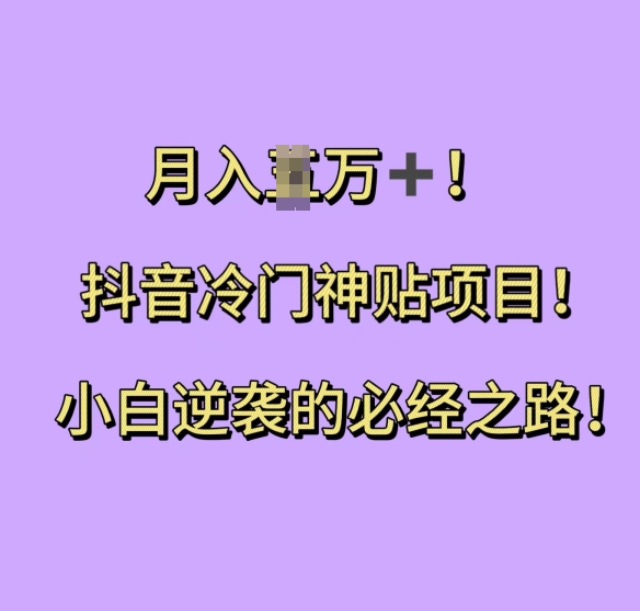 抖音冷门神贴项目，小白逆袭的必经之路，月入过W【揭秘】-氢气球网创资源库