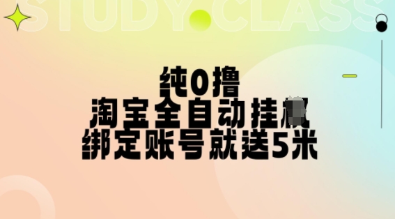 纯0撸，淘宝全自动挂JI，授权登录就得5米，多号多赚【揭秘】-氢气球网创资源库