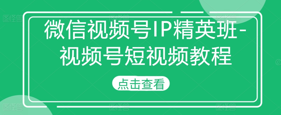 微信视频号IP精英班-视频号短视频教程-氢气球网创资源库
