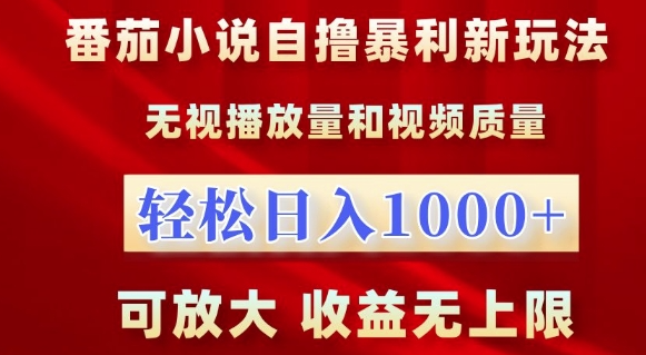番茄小说自撸暴利新玩法，无视播放量，轻松日入1k，可放大，收益无上限【揭秘】-氢气球网创资源库