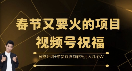 春节又要火的项目视频号祝福，分成计划+带货双收益，轻松月入几个W【揭秘】-氢气球网创资源库