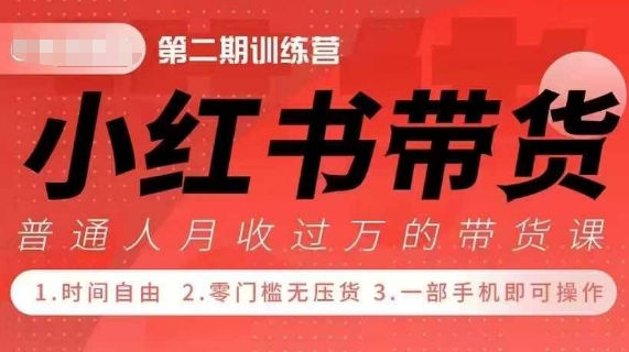小Red书带货42天训练营 2.0版，宝妈+自由职+上班族+大学生，提高副业收入的大红利项目-氢气球网创资源库