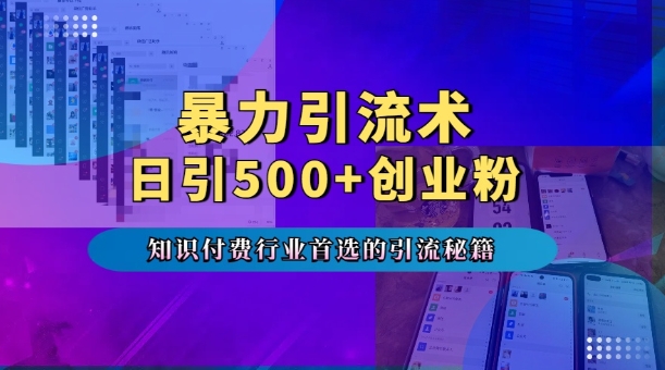 暴力引流术，专业知识付费行业首选的引流秘籍，一天暴流500+创业粉，五个手机流量接不完!-氢气球网创资源库
