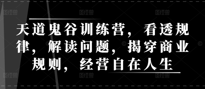 天道鬼谷训练营，看透规律，解读问题，揭穿商业规则，经营自在人生-氢气球网创资源库