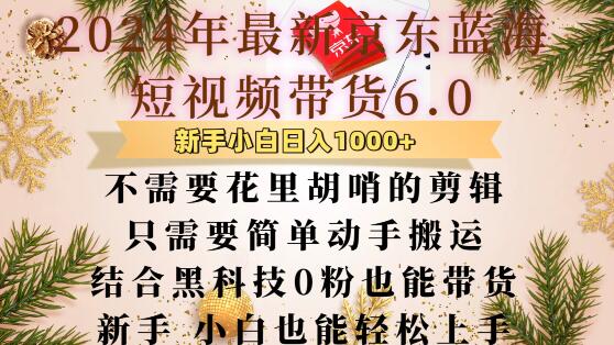 最新京东蓝海短视频带货6.0.不需要花里胡哨的剪辑只需要简单动手搬运结合黑科技0粉也能带货【揭秘】-氢气球网创资源库
